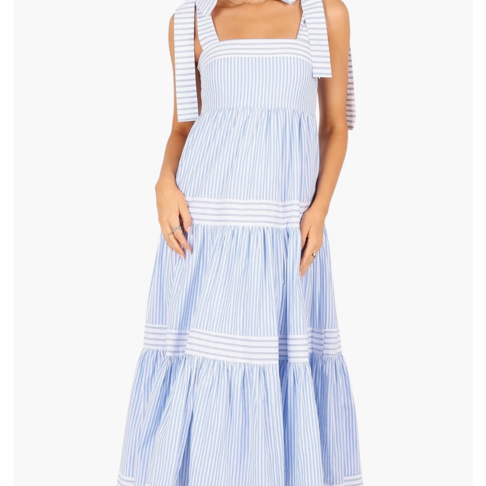 Petal & Pup Striped Blue and White Midi Dress